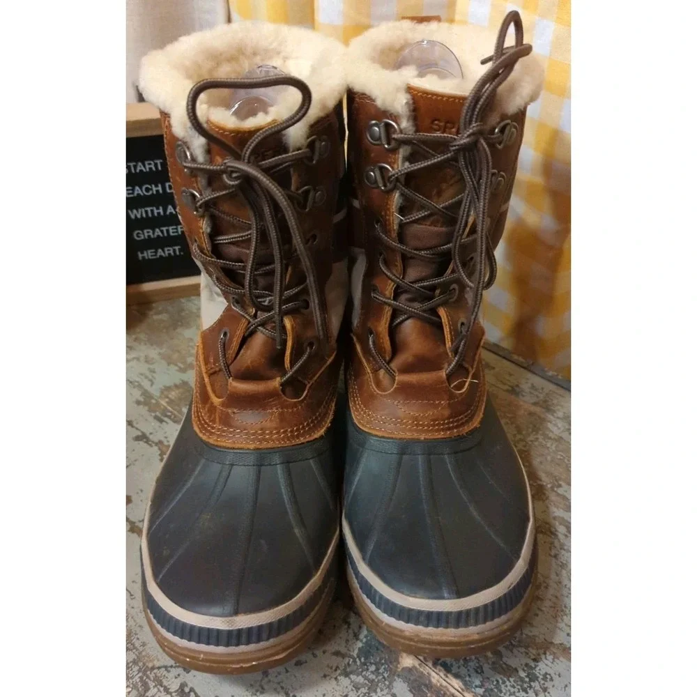 Men's Sperry Top-Sider Ice‎ Bay Tall Duck Winter Boot Shoes Shearling Lined